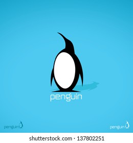 Penguin label - vector illustration