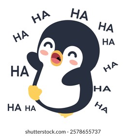 Penguin laughing with happy sound