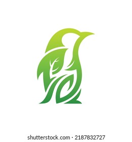 Diseño del logotipo creativo de la hoja de pingüino