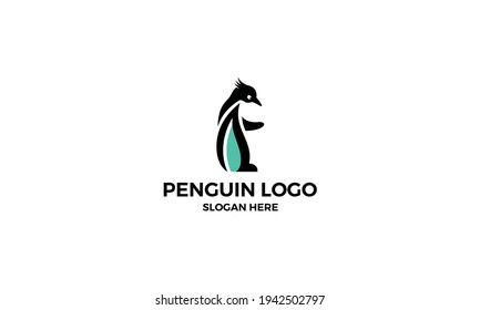 penguin leaf logo vector icon illustration