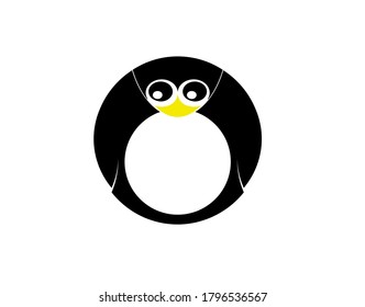 Penguin Letter O on a white background in vector illustration