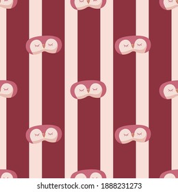 Penguin light brown color geometric seamless pattern on striped brown background. Children graphic design element for different purposes. Flat vector illustration.