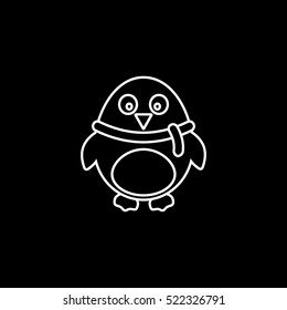 Penguin Line Icon On Black Background