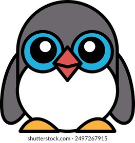 A penguin in line icon style