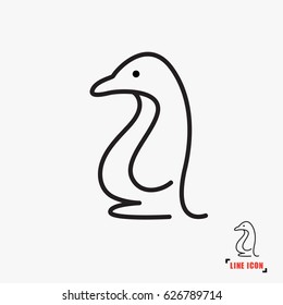 penguin line icon vector