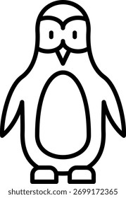 Diseño de icono de Vector de línea de pingüino