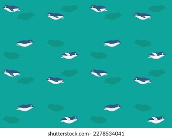 Penguin Little Cute Cartoon Poses Seamless Wallpaper Background
