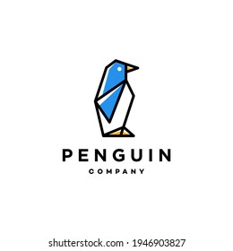 penguin logo abstract geometric line vector design, minimal and simple outline icon.