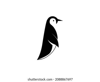 penguin logo black and white vector illustration 