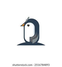 penguin logo capsule design cute illustration vector