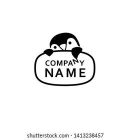 Penguin logo, Cartoon penguin on white background,  Pet supplies logo, Ice cream logo, Toys logo, Penguin on a white