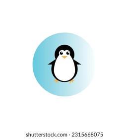 Logo pingüino con borde circular en blanco y negro. vector de imágenes