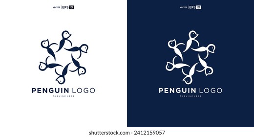 logo del pingüino diseño creativo ave icono del animal vector