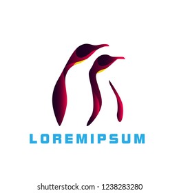 penguin logo with deep philosophy for technology or business startup company.  penguin has mean innovation, technology, vision, and elegant