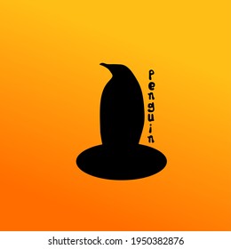 Penguin logo design in black, orange background, suitable for business