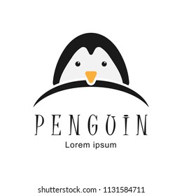 Penguin Logo Design, Cute Penguin Simple Flat Design, vector illustration.