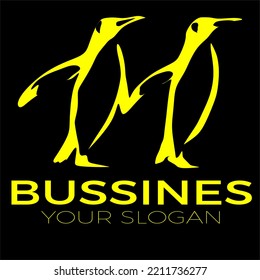 Penguin Logo Design. Flat Logo.Modern Design.Penguin Logo Template.Vector Illustration.Penguin Icon,yellow and black color