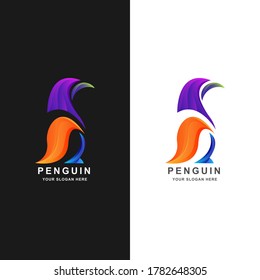 Penguin logo design with gradient color