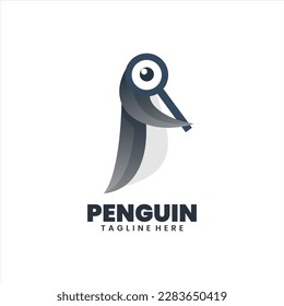 penguin logo design gradient colorful