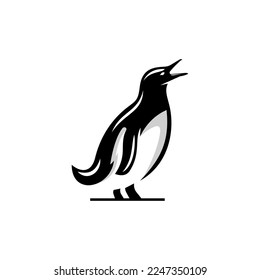 Penguin logo design icon. Penguin design inspiration. Bird logo design template. Animal symbol logotype. Penguin symbol silhouette.