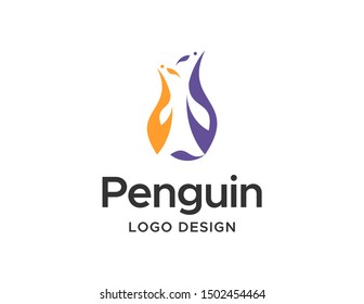 Penguin logo design vector. simple modern abstract logo