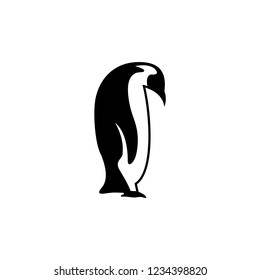 Penguin Logo design vector template Negative space style. Funny Bird Logotype concept icon