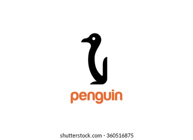 Penguin Logo design vector template Negative space style.
Funny Bird Logotype concept icon