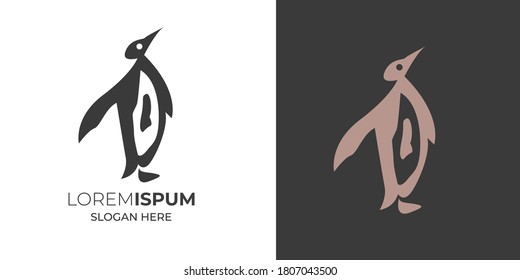 Pinguin. Logo, Element-Logo. Schwarz-Weiß-Pinguin und Pinguin mit Schatten und Farben. polar Vector.penguin Vektorsymbol-Symbol Zeichentrickfilm Fisch Lachs-Illustration Doodle 4