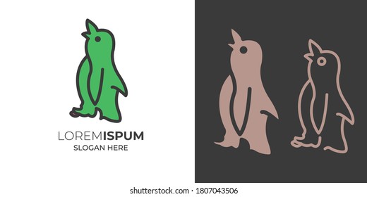 Penguin. Logo, Element logo. Black and white penguin and penguin with shadows and colors. polar Vector.penguin vector icon logo cartoon character fish salmon illustration doodle 7