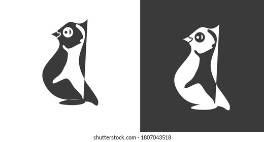 Penguin. Logo, Element logo. Black and white penguin and penguin with shadows and colors. polar Vector.penguin vector icon logo cartoon character fish salmon illustration doodle 3