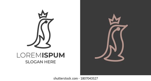 Penguin. Logo, Element logo. Black and white penguin and penguin with shadows and colors. polar Vector.penguin vector icon logo cartoon character fish salmon illustration doodle 6