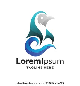 Penguin logo with gradient color concept
