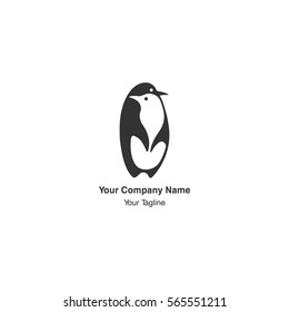 penguin logo with hands, negative space