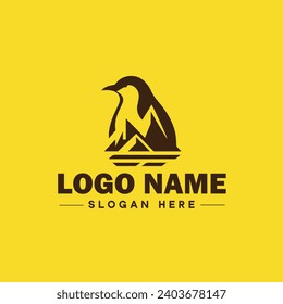 logo de pingüino e icono limpio plano moderno minimalista de negocios y diseño de logotipo de marca de lujo animal vector editable