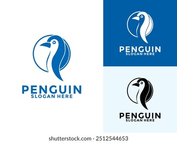 Logotipo de pinguim e ícone limpo plano moderno minimalista negócio e design de logotipo animal marca de luxo
