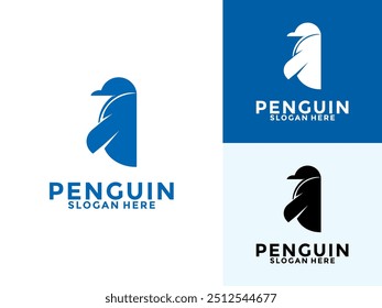 Logotipo e icono del pingüino limpio plano moderno minimalista negocio y diseño de logotipo animal de marca de lujo