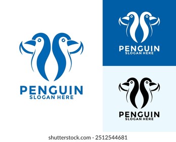 Logotipo e icono del pingüino limpio plano moderno minimalista negocio y diseño de logotipo animal de marca de lujo