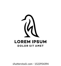penguin logo icon vector in line outline linear style illustration