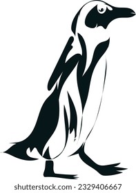 penguin logo illustration in black and white suitable for logo