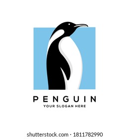 penguin logo illustration, good for mascot delivery or logistic, logo industry, flat color style with black
