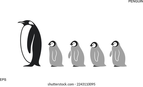 Pinguin-Logo. König Pinguin. Set