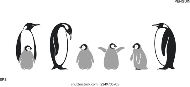 Penguin logo. King Penguin. Set