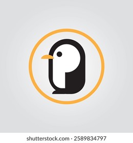 penguin logo letter P vector