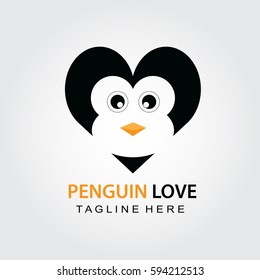 Penguin logo love shape