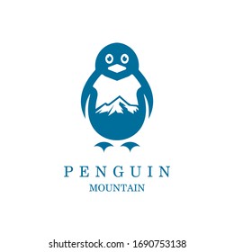 Logo pingüino con concepto de montaña.