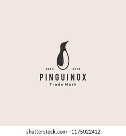 penguin logo retro vintage hipster vector icon illustration