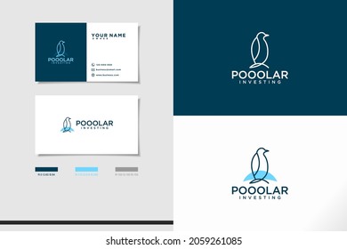 Penguin logo simple minimalist business card set modern design Bird icon