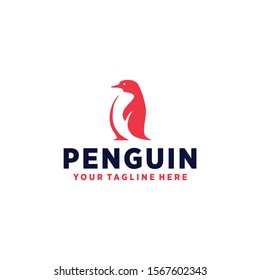 Penguin logo simple and minimalist red