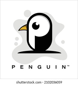 Penguin logo template. black and white,  Isolated vector icon on white background