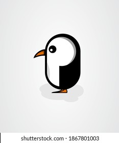 Diseño de la plantilla con logotipo pingüino. Dibujo vectorial de dibujos animados pingüinos.